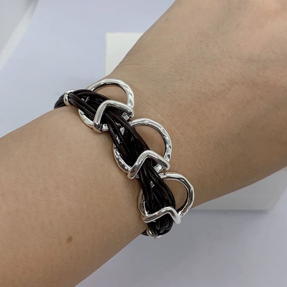 UNO de 50 STEPBYSTEP BRACELET + STEPS Necklace  Brown Leather Strips - Picture 3 of 17